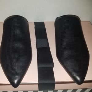 Aska Black Lizard Leather Lee Mules